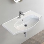 CeraStyle 082400-U Rectangular White Ceramic Wall Mounted or Drop In Bathroom Sink